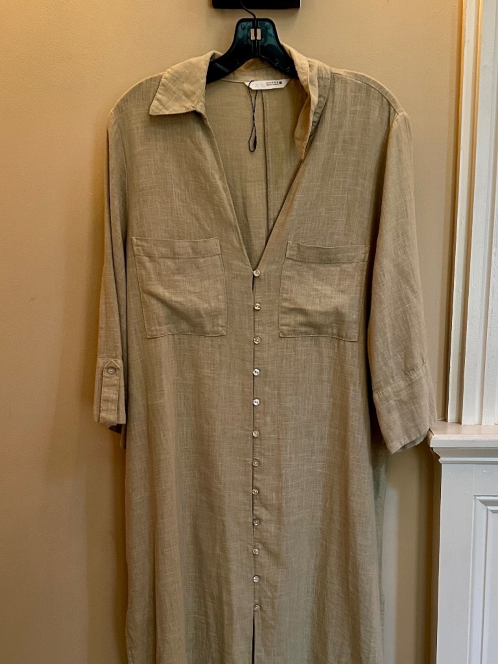 Linen blend tan shirtdress by Zara M